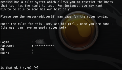 Nessus configuration dialog